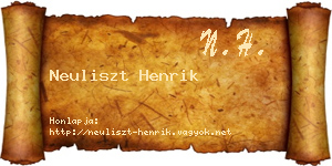 Neuliszt Henrik névjegykártya